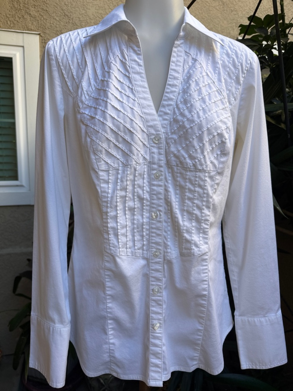 Vintage White Express Pintuck Button-Front Shirt